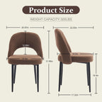 Modern Dining Chairs, Fabric Upholstered Accent Kitchen Chairs with Comfy Padded Seat & Sturdy Metal Legs, Side Farmhouse Chairs for Dining Room, Living Room, Restaurant (Brown, Set of 6)