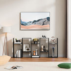 Cozy Castle Set of 2 Geometric Bookcase, S-Shaped Modern Bookshelf, Room Divider Bookshelf, 62" Tall Unique Abstract Bookcase with 5-Tier Display Shelf for Living Room Office, Black