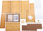 Kitchen Storage Cabinet with Sliding Doors, Bamboo Kitchen Pantry Sideboard, Adjustable Shelf Height, Semi-Clear Glass, for Spice Jars, Kitchen Utensils, Cups, Props, 17.7"x11"x24" (Tawny)