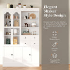 47" Tall Storage Cabinet Pantry Cabinet:with Pull-Out Trays for Kitchen | 47"Tall Storage Cabinet:With Doors and Shelves,Kitchen Pantry Cabinet With Hutch,4 Drawers,Pantry Storage With Pull-out Trays