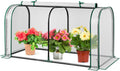 Happygrill Portable Mini Greenhouse, 47" x 22" x 24" Green House w/ Roll-up Zipper Door, Metal Frame, Waterproof Sun-Protective PE Cover, Small Greenhouses for Raised Garden Bed, Outdoor (White)