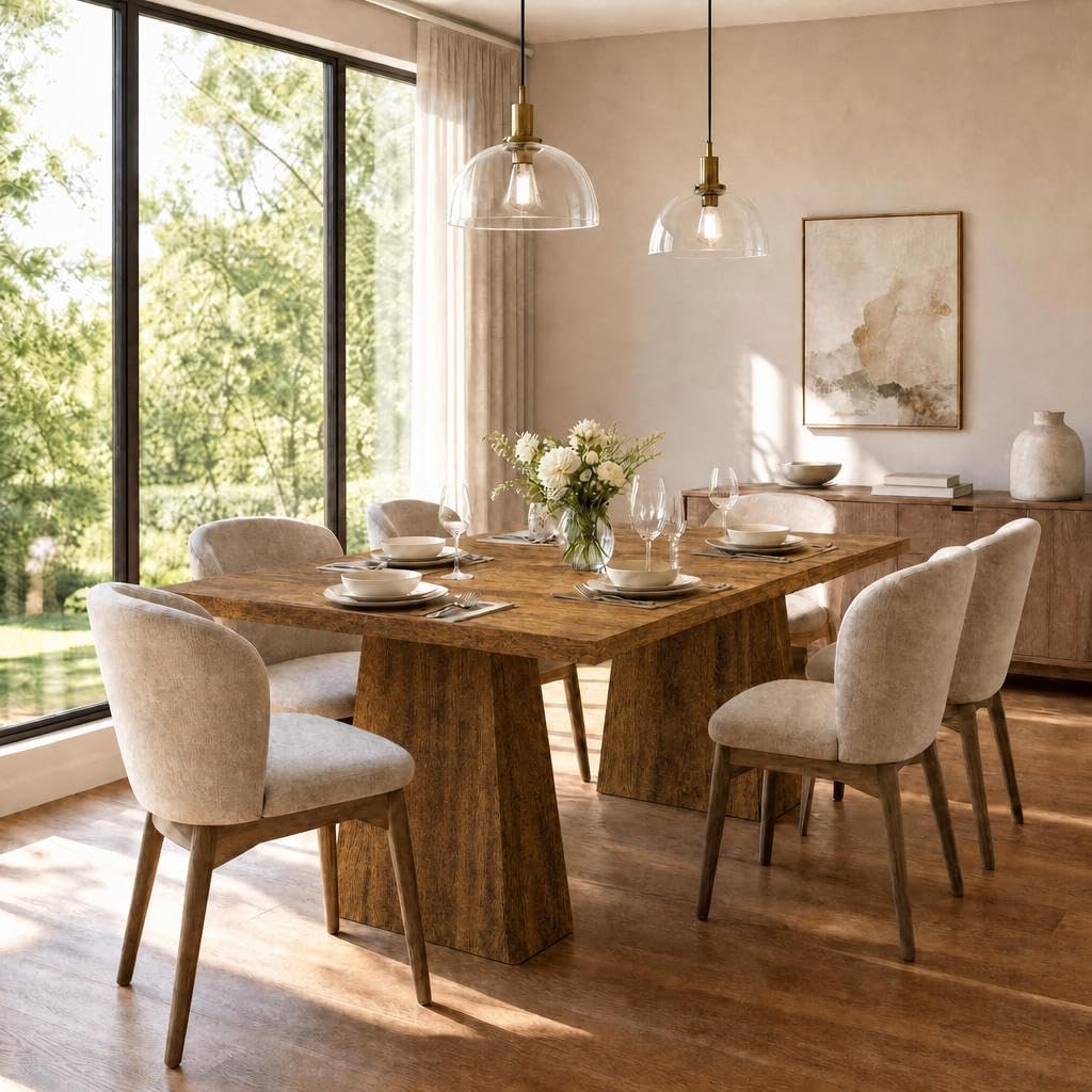 71 Inch Rectangular Dining Table, Wooden Kitchen Table with Sturdy Heavy Duty Legs, Modern Dining Room Furniture for 6-8 People Family Use