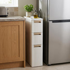 Giantex 3-Tier Narrow Storage Cabinet, Slim Rolling Cart with 3 Drawers & 2 Removable Dividers, Plastic Storage Organizer with Wheels for Small Spaces Bathroom Kitchen