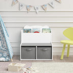 Kids Bookshelf with Chalkboard Side, Bear-Shaped Wooden 3-Tier | Bear-shaped wooden bookcase with 3-tier open shelves and a chalkboard side for drawing; sturdy, kid-safe rounded corners