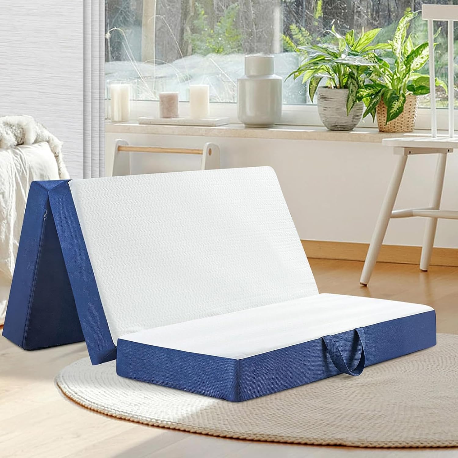 CYMULA Folding Mattress Full Size, Memory Foam 6 inch Tri Portable Trifold Mattress Futon Topper Full with Breathable & Washable Cover, Murphy Bed Guest Bed RV Trips,52"×73"×6"