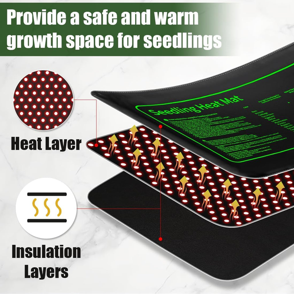 Seed Starter Kit - 10 Pack 1020 Seed Trays with 2 Seedling Heat Mats for Plants (10"x20.5"), Complete Seed Germination Kit for Indoor Gardening, Greenhouse Accessories Gardening Gifts