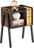 VECELO Night Stand Industrial End Table,Bedside Table with 2-Tier Open Storage Compartments,Wood Side Table with Metal Frame for Bedroom, Living Room and Small Spaces