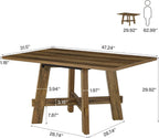 Tribesigns 47-Inch Dining Table for 4, Farmhouse Kitchen Table with Sturdy Legs and Cross Brace, Small Dinner Tables for Living Room, Apartment, Dining Room, Brown