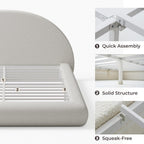 RECCI AirFrame Half-Moon Upholstered Queen Platform Bed Frame
