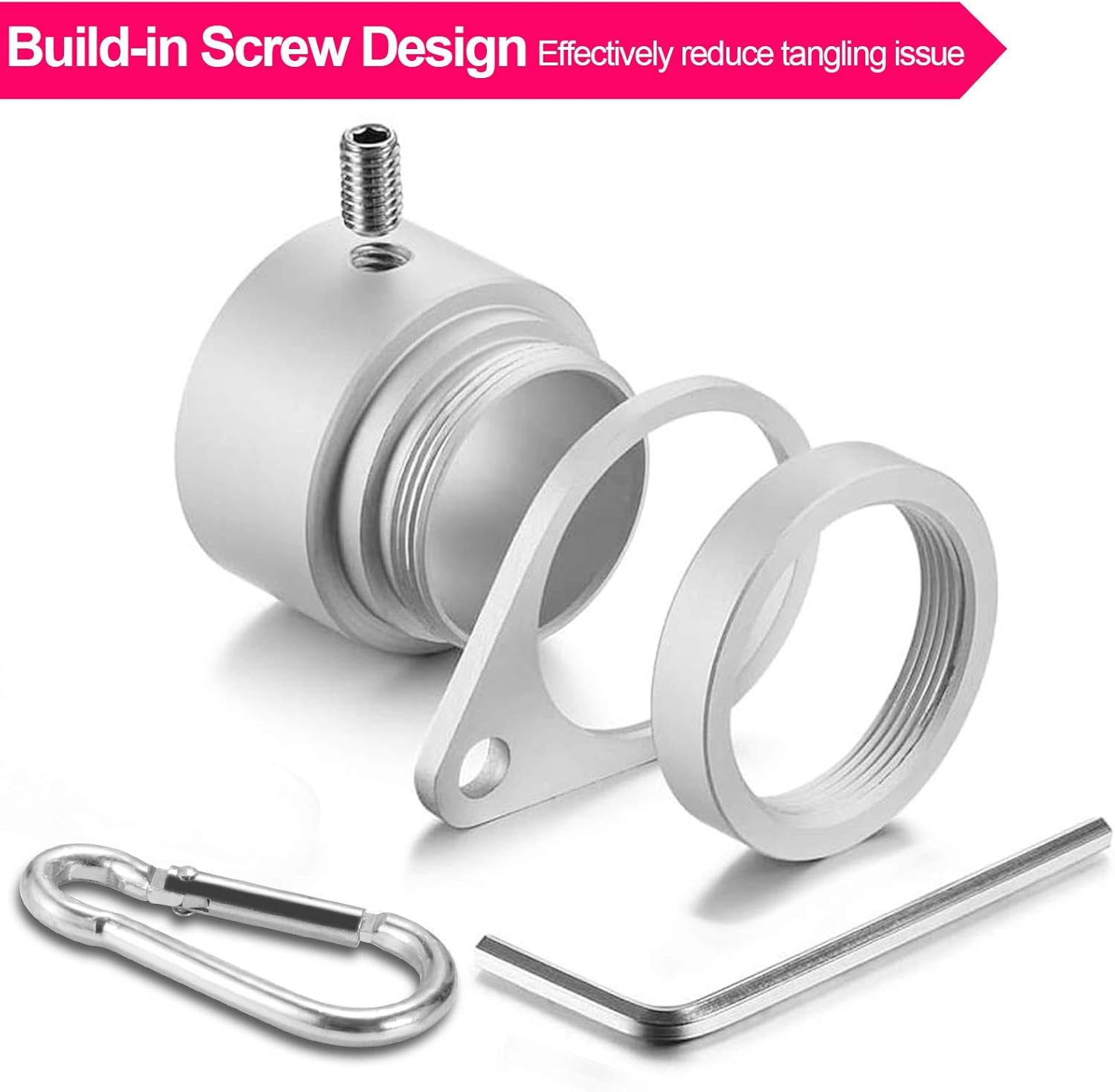 1.25" Flag Pole Rings, 2 Pcs Anti Wrap Flag Pole Clips Swivels, 360° Rotating Flagpole Mounting Rings, Aluminum Alloy Spinning Flag Pole Kit Parts for 1.02-1.25" Diameter (1.25 Inch, Silver)