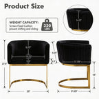 Hyfirm Black and Gold Barrel Dining Chairs Set of 6, Modern Velvet Upholstered Accent Chairs with Curved Back for Kitchen Island, Luxury Comfort Seating Cantilever Metal Frame