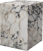 HomeRoots 20" Ivory Marble Square Block End Table