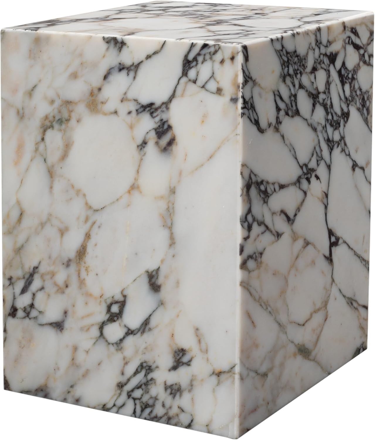 HomeRoots 20" Ivory Marble Square Block End Table