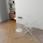 Multifunctional Round Metal End Table, Minimalist Solid Color Large Base Coffee Table Cocktail Table Tray Table for Living Room Sofa Balcony Bedroom Garden Lounge(48x72cm, Cream)