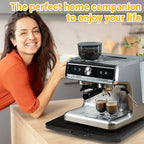 360° Rotatable Sliding Tray for Kitchen Appliances, Wooden Sliding Tray for Coffee Maker, Coffee Pot Slides for Countertop Installation, Easy to Slide (Black, Small)