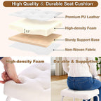 BEWISHOME White Vanity Stool Small Chair for Vanity KFD01W | Leather Makeup Vanity Chairs with Thick Padded Seat, Sturdy Reinforced Frame for Bathroom KFD01W