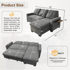 82" L Shaped Sleeper Sofa Bed, Pull Out Sectional Couch with Storage Chaise/Reclining Backrest, Sectional Couches for Living Room with USB Port, Foldable Table, Cup Holder, Side Pocket, Light Grey