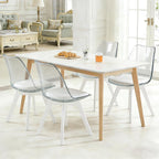 Dining Chairs Set of 4, Mid Century Modern Dining Room Kitchen Chairs with Curved Back & Wooden Legs, Upholstered Padded Seat Accent Chairs for Dining Room, Kitchen, Living Room