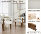 Shunzhi White Barrel Dining Chairs Set of 2 Modern Upholstered Dining Room Chairs with Arms/Open Back Farmhouse Wooden Linen Kitchen Chairs Comfy Accent Side Armchairs for Living Room