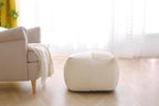 Corduroy Pouf Ottoman Foot Rest, Square Floor Pouf with Removable Cover, Soft Foam-Filled Foot Stool with Non-Slip Bottom for Living Room, Bedroom & Lounge