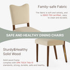 KISLOT Upholstered Dining Chairs Set of 4, Modern Velvet Kitchen Chairs with Solid Wood Legs, High Back Wooden Dining Room Chairs with Dark Walnut Color Legs for Farmhouse Kitchen Dining Room, Linen