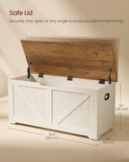 VASAGLE Storage Chest, Storage Bench with 2 Safety Hinges, Farmhouse Style, 15.7 x 39.4 x 18.1 Inches, for Entryway, Bedroom, Living Room, Honey Brown and Rustic White ULSB060WJ01S