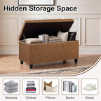 Asense Storage Ottoman Bench,Faux Leather Upholstered Ottoman with Storage,End of Bed Bench with Safety Hinge,for Entryway,Bedroom,Living Room