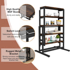 Convertible Dining Table, Multipurpose Mahogany Storage Shelf, 2 in 1 Bookshelf to Kitchen Table, Space Saving Transformer Shelf Table for Dining Room, Living Room (Rustic Brown, 47.2 Inch)