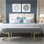 Modern Elegant Velvet Entryway Bench, Upholstered Tufted Bedroom End of Bed Ottoman with Gold Legs, for Living Room Foyer Entryway(Blue,120 * 40 * 45cm)