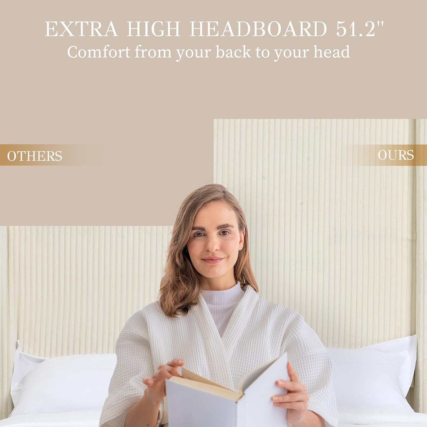 Yechen Queen Bed Frame with Lift Up Storage, 51.2" Tall Headboard and Upholstered Wingback Platform Bed Frame, Hydraulic Support, No Box Spring Needed, Beige Corduroy