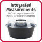 GoodCook 4-Cup Meal Prep Bowls Set with Lids and Dressing Cup, Microwavable Food Storage Containers for Meal Prepping, Set of 10, Black