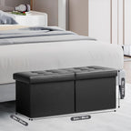 AmasSmile Footrest Ottoman Storage Bench,34" Leather Folding Chest,Black | Large Ottoman with Storage,Thicker Foam Padded Seat,Livingroom,Dorm,Bedroom,Entryway,Easy to install,34 x 13 x 13in