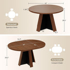 iPormis 43.3in-59in Extendable Round Dining Table for 4-6, Modern Wooden Kitchen Table for Dining Room, Adjustable Size Oval Circle Dinner Tables Furniture for Kitchen Living Room, Walnut Brown