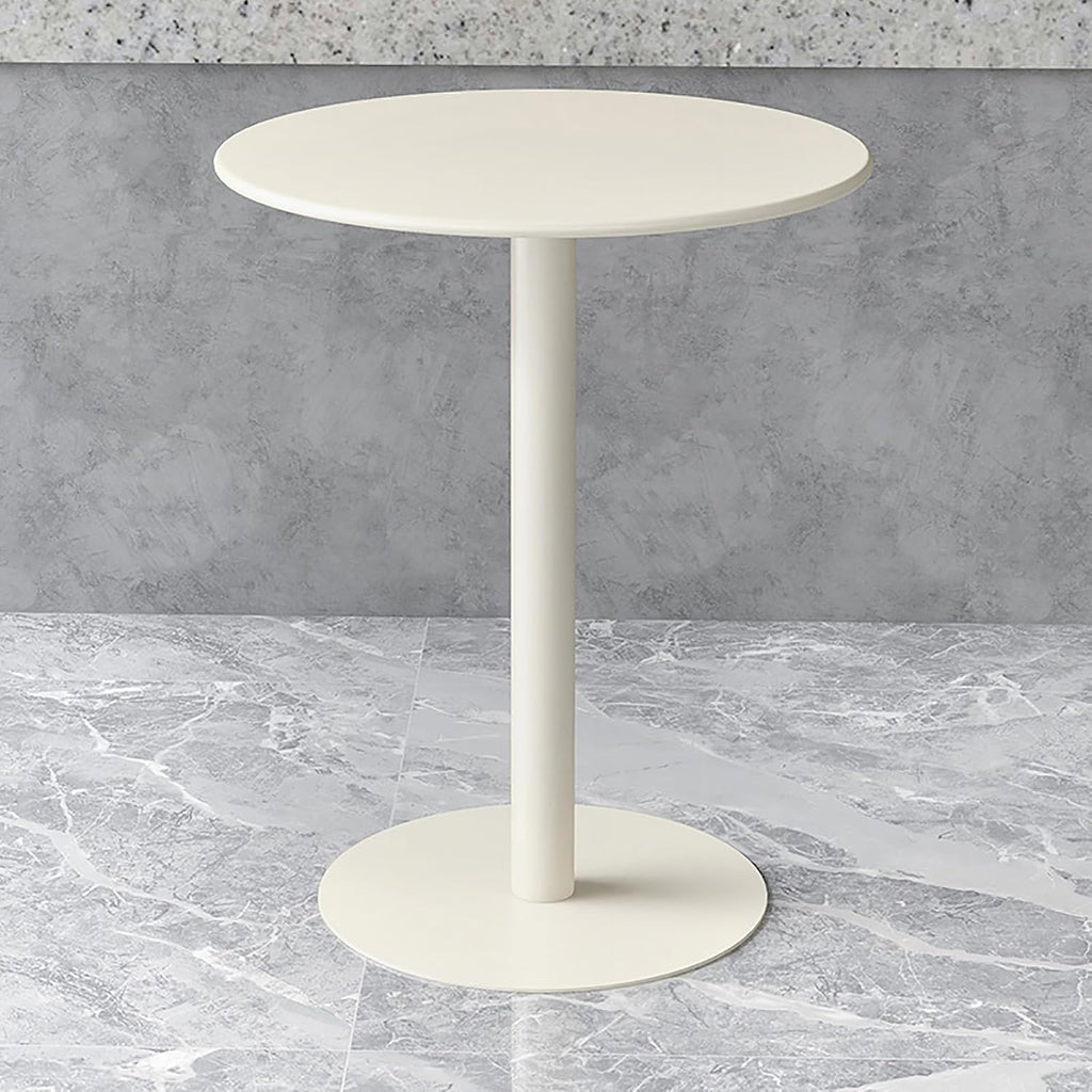 Multifunctional Round Metal End Table, Minimalist Solid Color Large Base Coffee Table Cocktail Table Tray Table for Living Room Sofa Balcony Bedroom Garden Lounge(48x72cm, Cream)