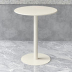 Multifunctional Round Metal End Table, Minimalist Solid Color Large Base Coffee Table Cocktail Table Tray Table for Living Room Sofa Balcony Bedroom Garden Lounge(48x72cm, Cream)