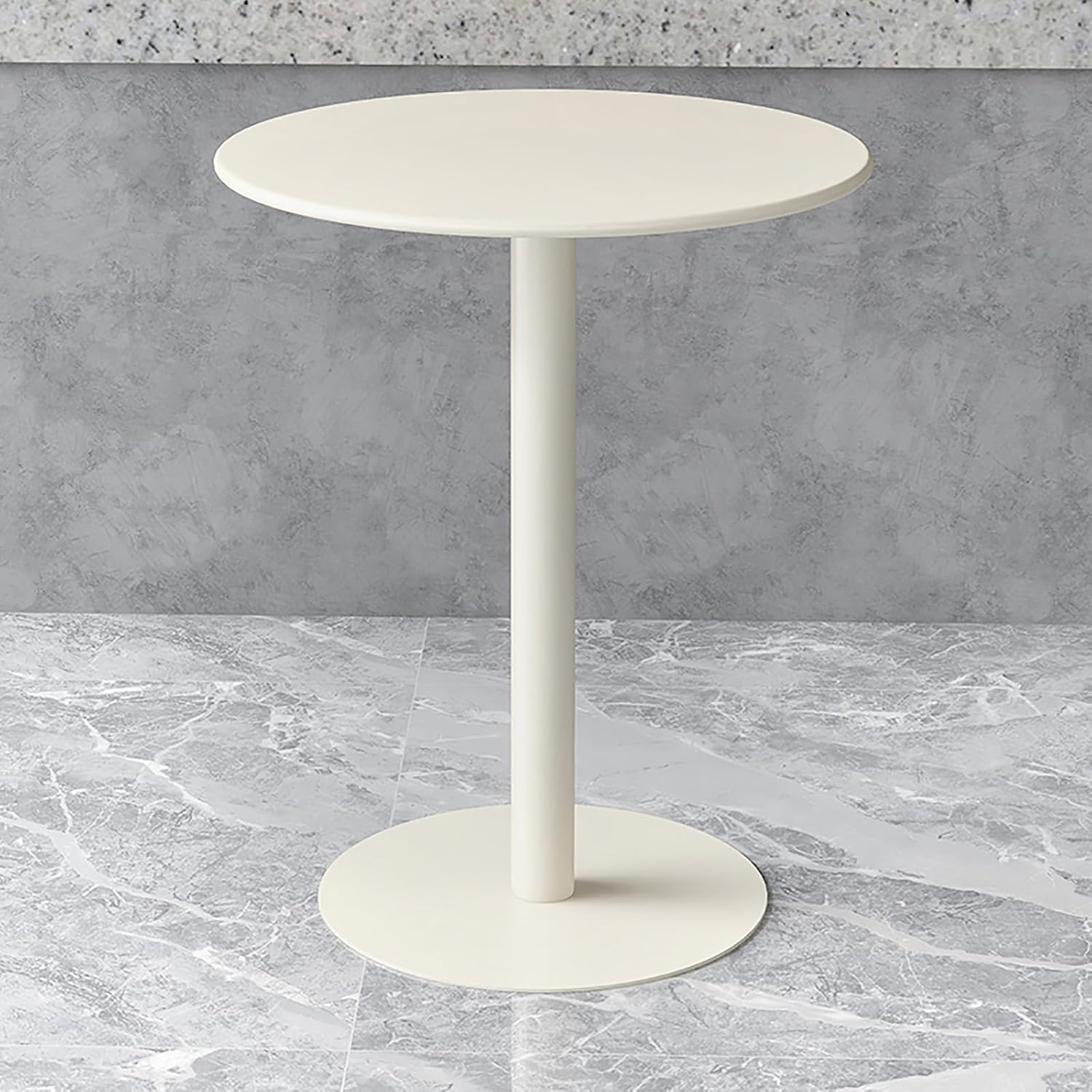 Multifunctional Round Metal End Table, Minimalist Solid Color Large Base Coffee Table Cocktail Table Tray Table for Living Room Sofa Balcony Bedroom Garden Lounge(48x72cm, Cream)