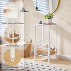 HOOBRO Tall Side Table, Industrial End Telephone Table with Adjustable Mesh Shelves, Small Tall Nightstand for Living Room, Bedroom, Entryway, Office, White WW03DH01