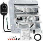 Criditpid 12 Inch Shutter Exhaust Fan, 970 CFM Wall Mounted Fan, Attic Vent Fan with Speed Controller and Thermostat for Greenhouse, Garages, Warehouse, Shed, Basement, Chicken Coops Ventilation.