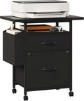 Simple Deluxe 2 Drawer File Cabinet with 24" Extended Desktop, Mobile Filing Cabinet, Rolling File Cabinet with Side Bag, Fabric Drawer, Fits A4/Letter Size, Printer Stand Home Office, Black