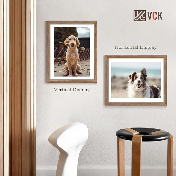 VCK 16x20 Picture Frame Set of 4 - Walnut, Gallery-Quality Wood Poster Frames, 1.1-Inch Wide Border, Polished Plexiglass, Vertical or Horizontal Wall Display for Photo/Art/Prints, Walnut