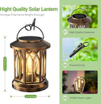 WdtPro Solar Lanterns Outdoor Lights, 2 Pack Bright Lanterns Outdoor Waterproof with Clip Patio Decor, Hanging Solar Lights for Outside Garden Yard Front Porch Table Decoration (Antique Copper)