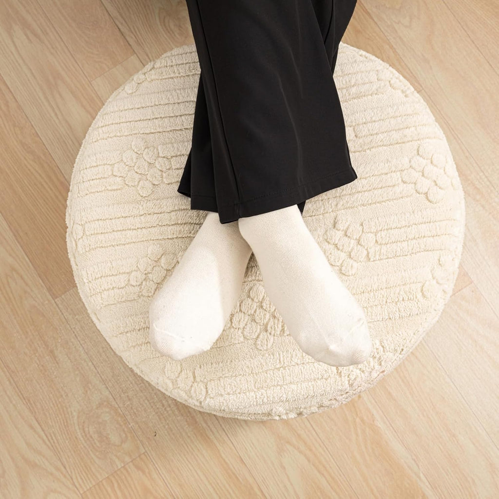 Asuprui Ottoman Foot Rest,Linen,All-in-one Foam Pouf Footstool 20x14 in | Footstool Ottoman,Stuffed Pouf Ottoman,All-in-one Foam Filler, Footrest,Beanbag Chair,Cozy Lounging, Floor Pouf & Chic Decor