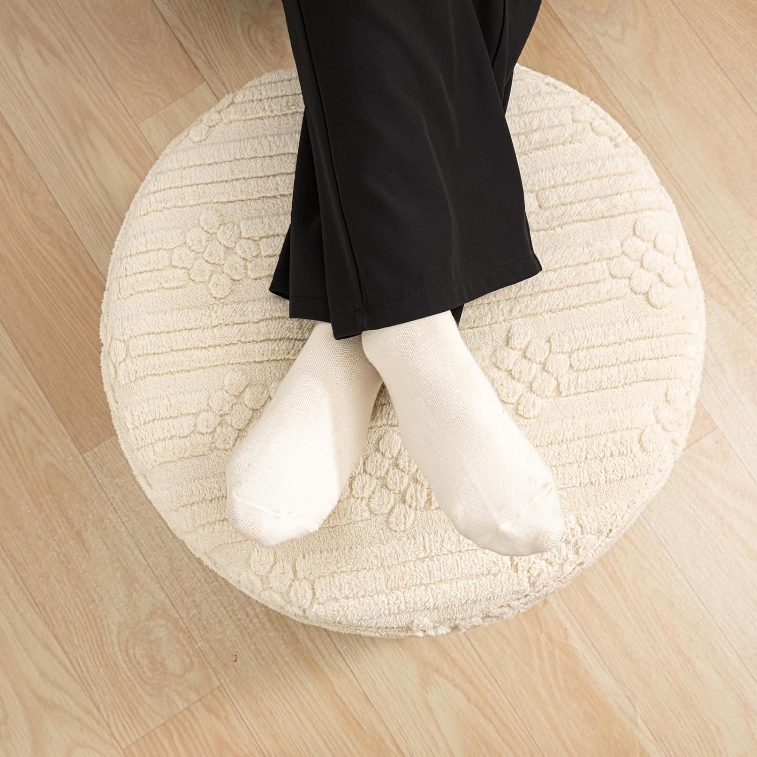 Asuprui Ottoman Foot Rest,Linen,All-in-one Foam Pouf Footstool 20x14 in | Footstool Ottoman,Stuffed Pouf Ottoman,All-in-one Foam Filler, Footrest,Beanbag Chair,Cozy Lounging, Floor Pouf & Chic Decor