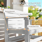 Outsunny 2-Person Outdoor Glider Bench HDPE Weather Resistant White | Patio Double Swing Glider Rocking Chair Loveseat, with Armrests, Slatted Seat and Backrest, for Backyard Garden Porch