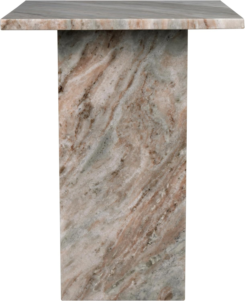 Eyely BTM1104A Thorne 18.5" Contemporary Natural Marble Handmade T-Shaped End Table, Side Table for Bedroom, Living Room, Gray/Beige