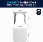 Flash Furniture Elon Square Plastic Folding Table, Portable Dining Card Table for 4 People, Indoor-Outdoor Use, 34.25", Granite White | Lightweight, Easy Storage, Commercial Grade