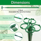 Extendable Plant Stakes, Length Scalable from 17.9IN to 42.3IN Plant Support Stake, Orchid Sticks with Clips for Indoor Outdoor,Garden Stakes for Plant,Tomato,Vegetables,Monstera,Vine - 5Pack