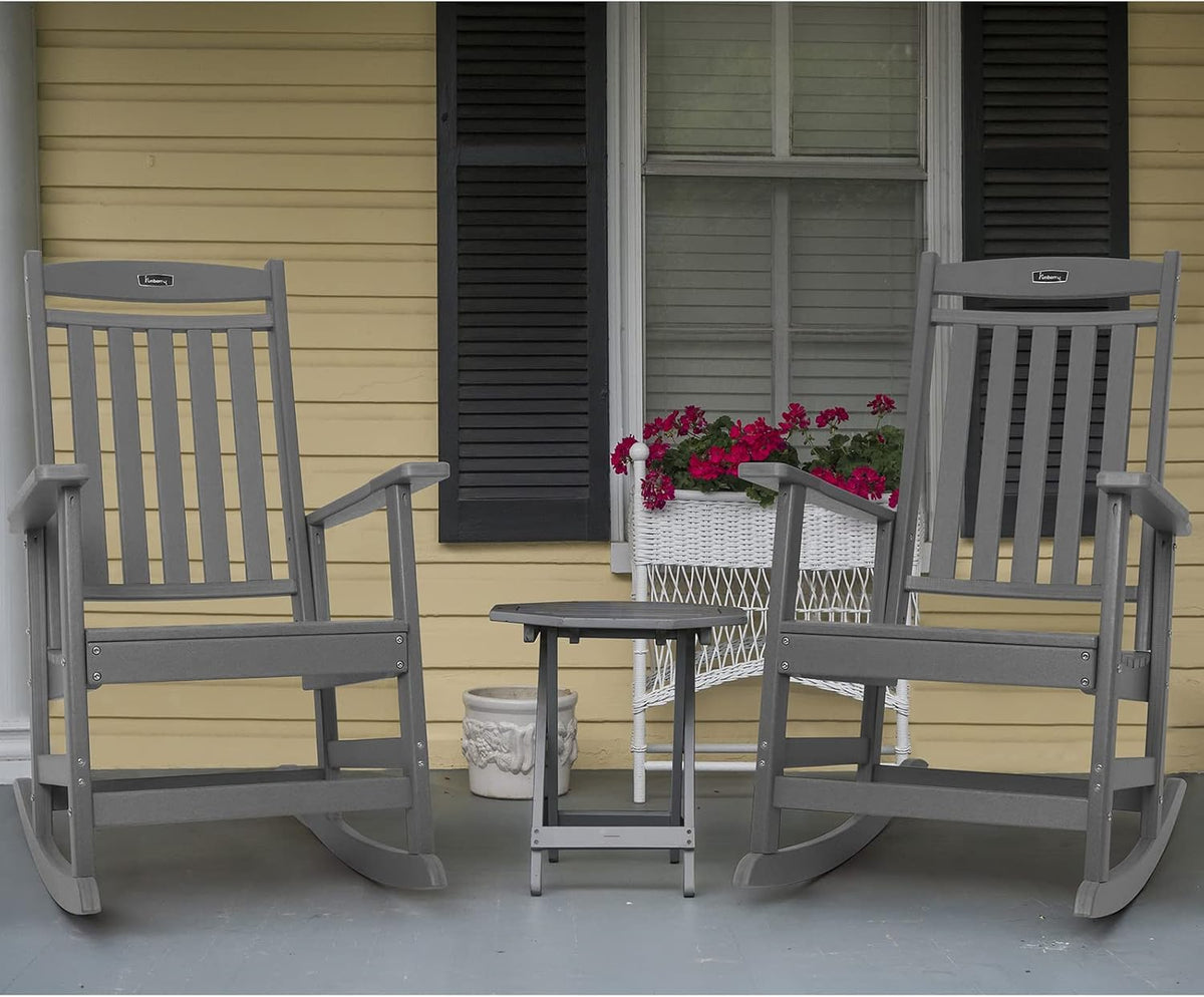 FUNBERRY Oversized Outdoor Rocking Chair, Poly Lumber Rocker, Patio Rockers | HDPE All Weather, High Back, No Rot or Rust or Crack, UV Fade Shield, Easy-Clean for Patio Garden Outside