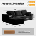 Modular L Shaped Sectional Couch, Cloud Style Sofa with Deep Seat Cushions, Sofa for Living Room and Apartment, Easy Assembly Couch in a Box (Black, 96" L Shape with Right Facing Chaise)