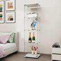 FANYUSHOW Tempered Glass Display Cabinet 4-Shelf Curio Cabinet with Security Lock 5mm Display Shelf Showcase for Living Room/Bedroom/Office- White 64.7" H x 16.7" L x 14.37" W